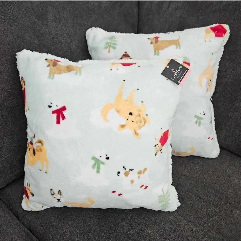 Cuddl Duds Winter Dog Print Throw Pillows Set Of 2